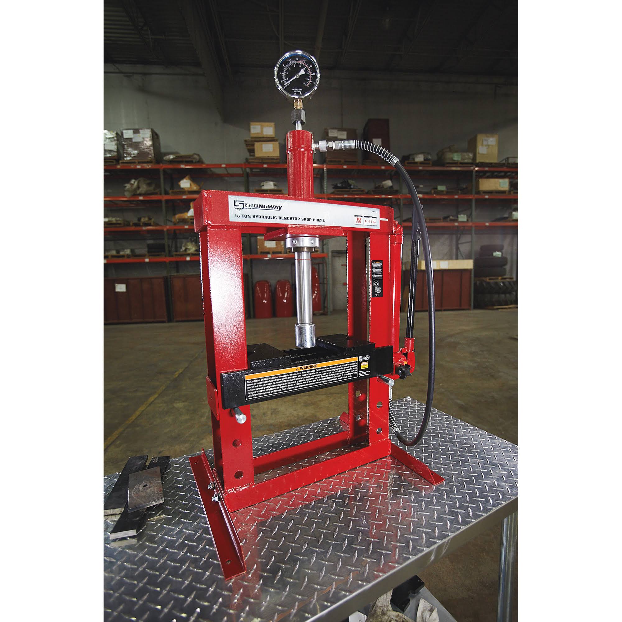 Benchtop 10-Ton Hydraulic Shop Press with Gauge R177421