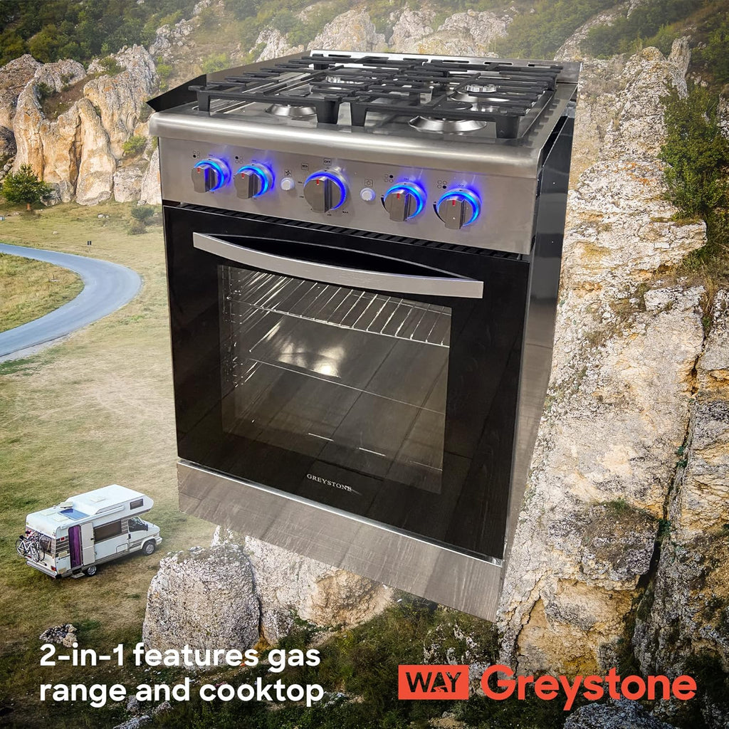 RV Gas Range and Cooktop, 24 Inch, Stainless Steel F704990