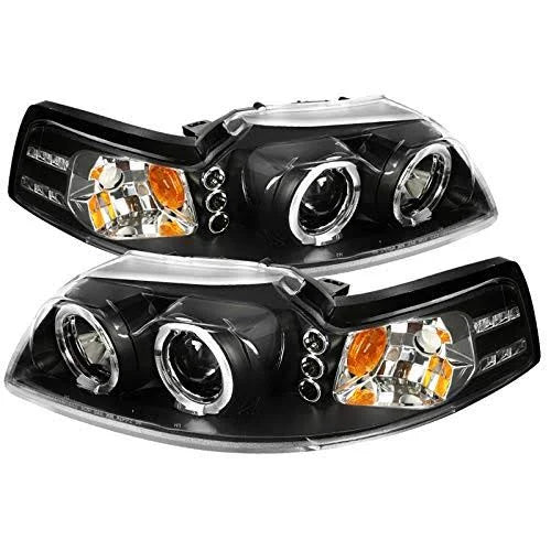 Carpartsinnovate for 99-04 Replacement Black LED Halo Projector Headlights Head Lamps