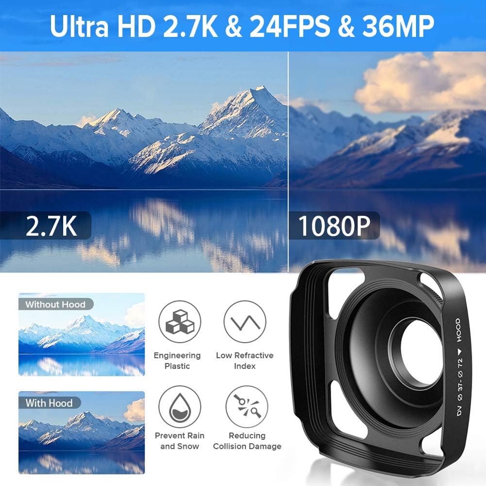 2.7K Ultra HD Vlogging Camera with Night Vision and Touch Screen E333743