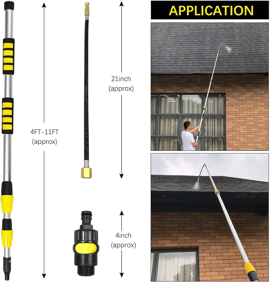 12FT Telescoping Gutter Cleaning Wand for Garden Hose, High Reach Cleaner Kit V52818