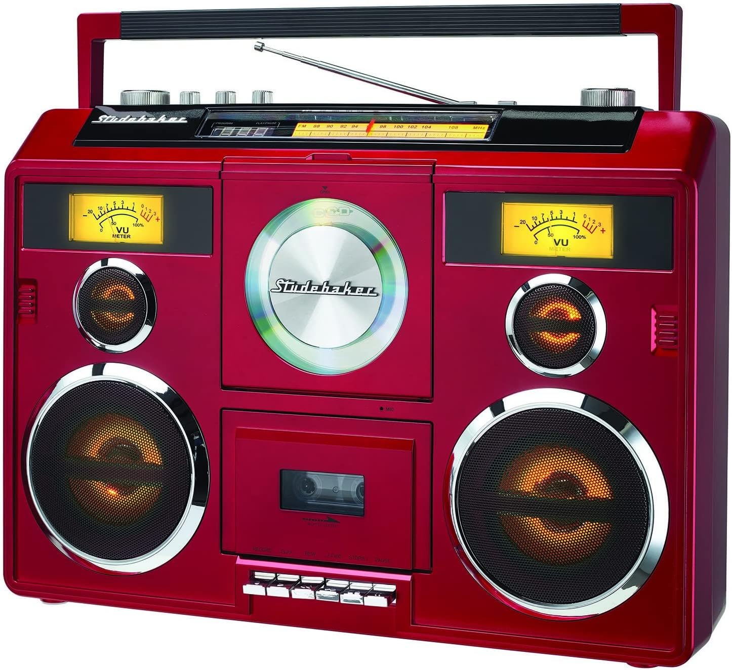 Portable Stereo Boombox with Bluetooth, CD, AM/FM Radio, Cassette Recorder D5808