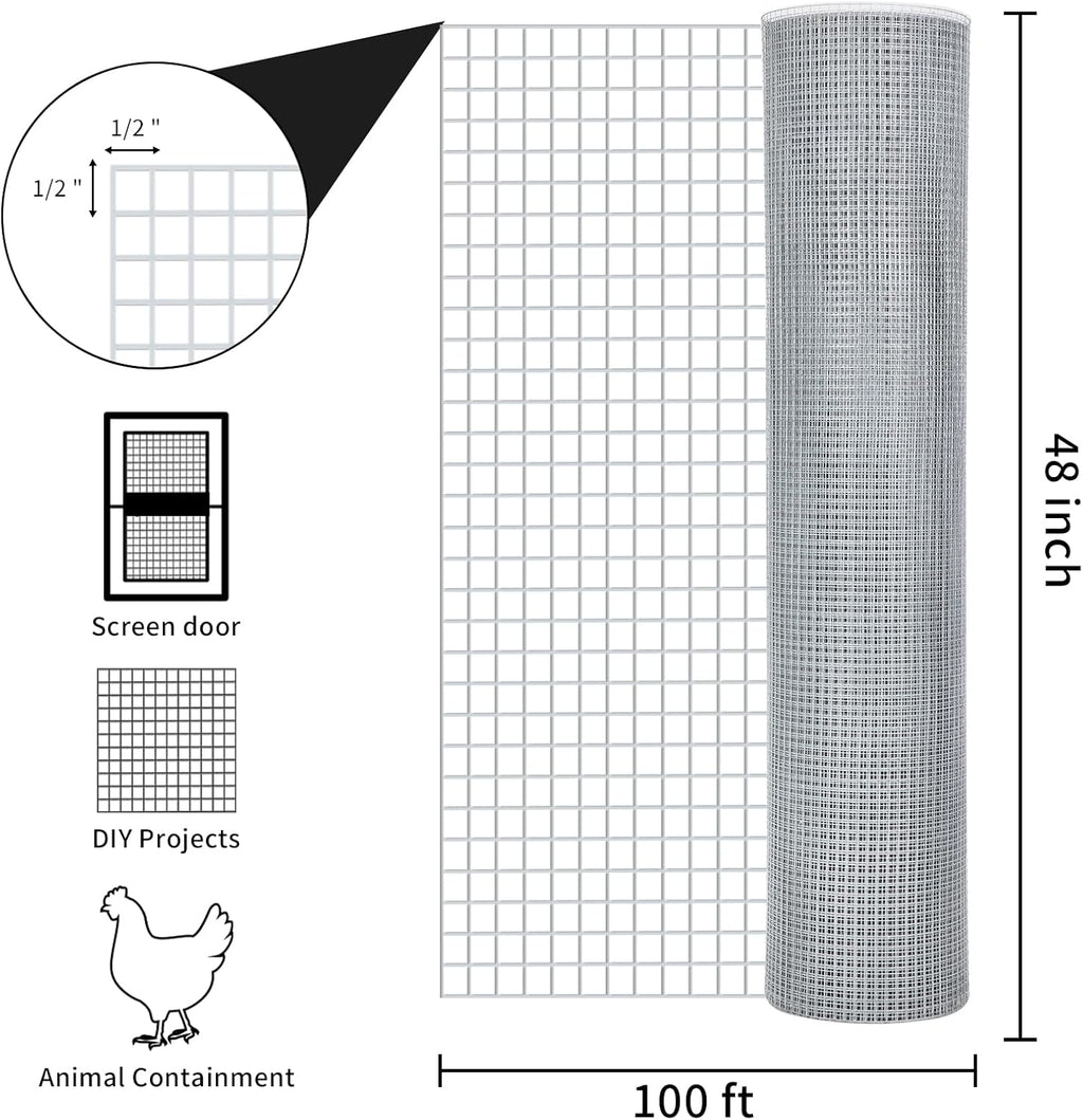 Galvanized Wire Mesh 48in x 100ft 19 Gauge for Poultry Coop Fencing P172