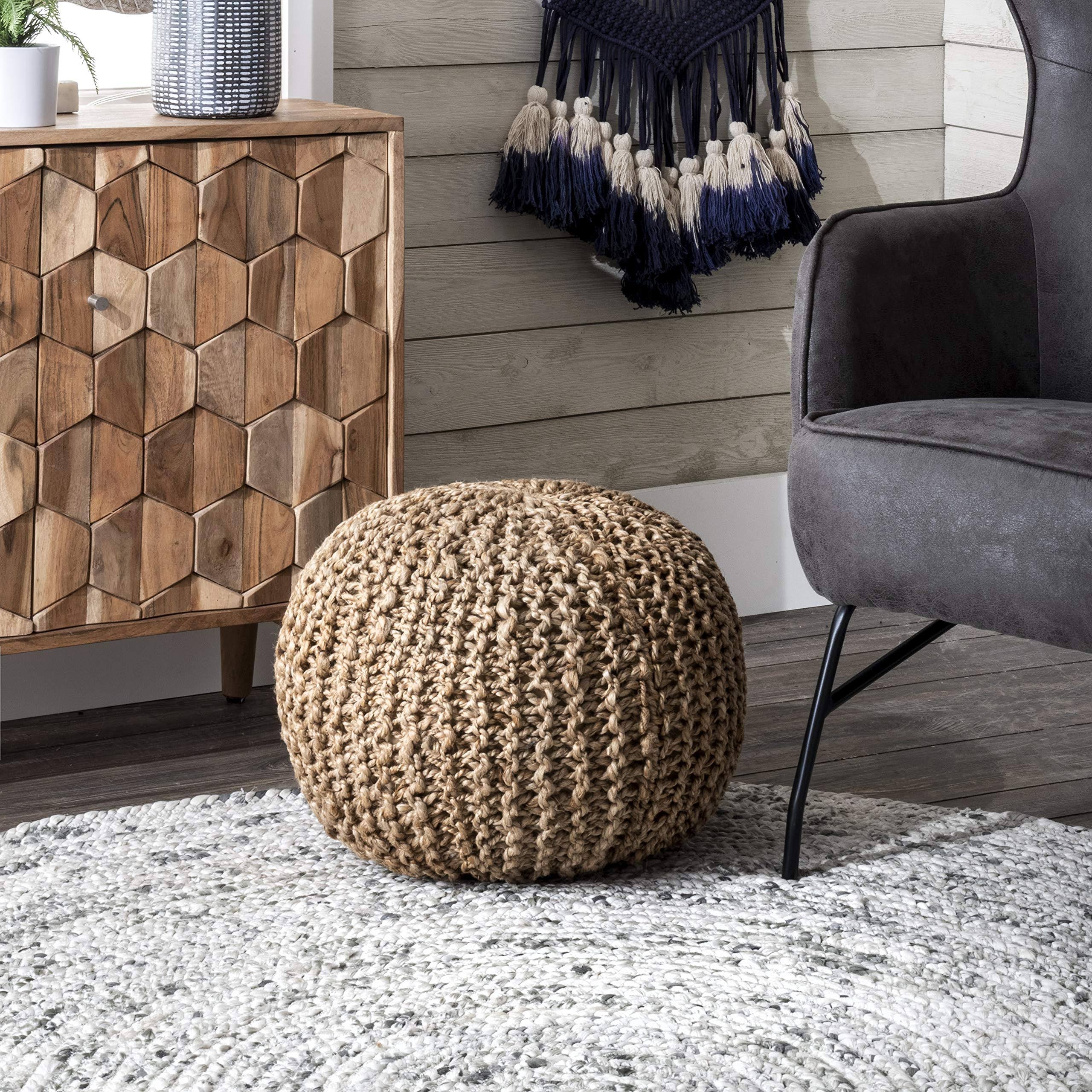 Jute Filled Ottoman Pouf D347