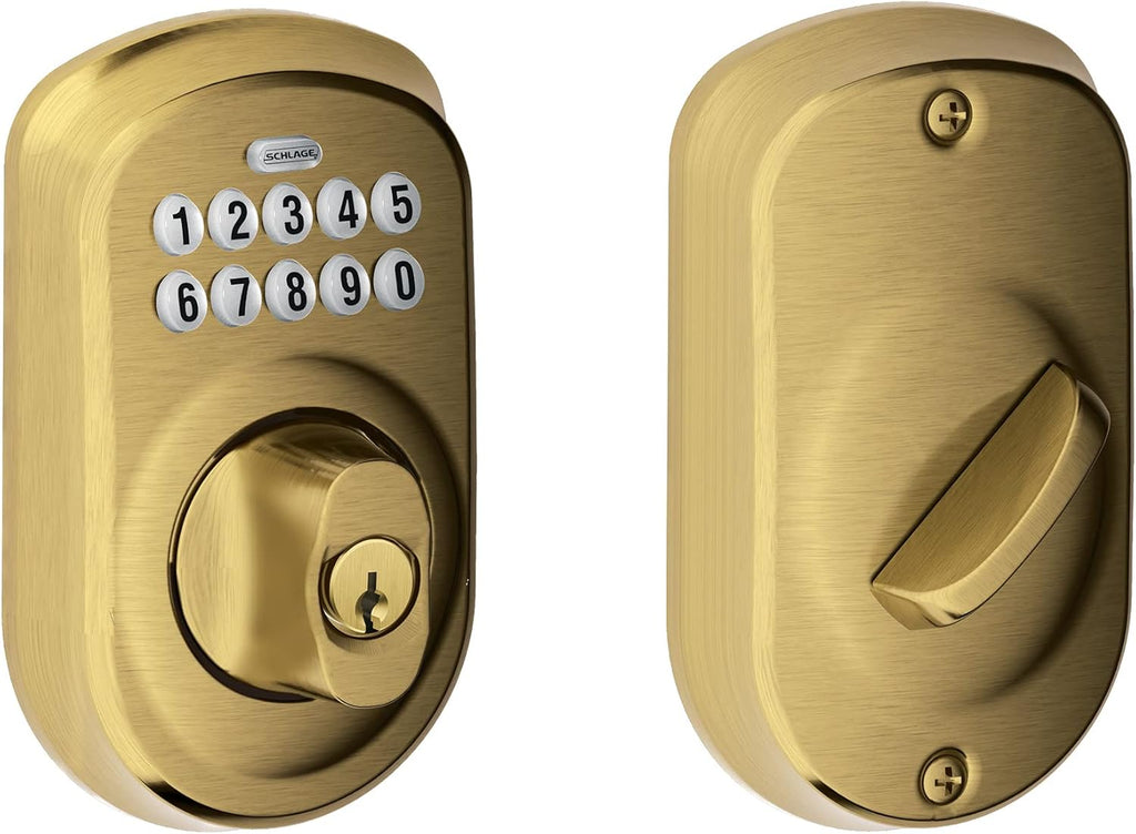 Camelot Keypad Deadbolt, Electronic Keyless Entry Lock, Aged Bronze A765