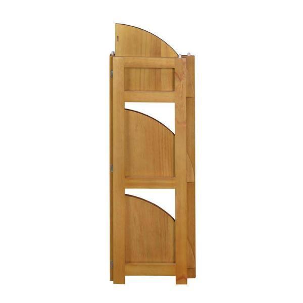 Medium Oak Wood 3-Shelf Foldable Corner Bookcase S61748