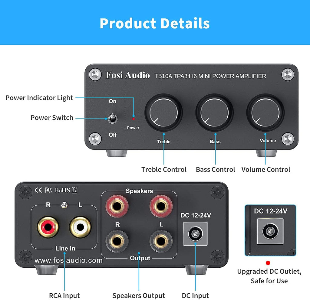 2 Channel Stereo Amplifier for Home Speakers 100W x 2 W8629