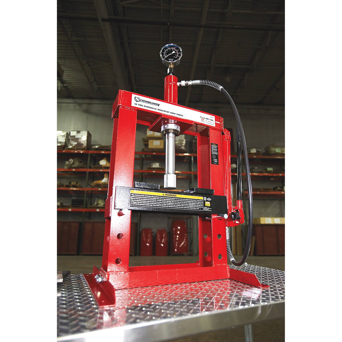 Benchtop 10-Ton Hydraulic Shop Press with Gauge R177421