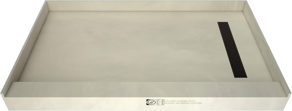 Trench Shower Pan, 60" W x 36" D, Brushed Nickel P995344