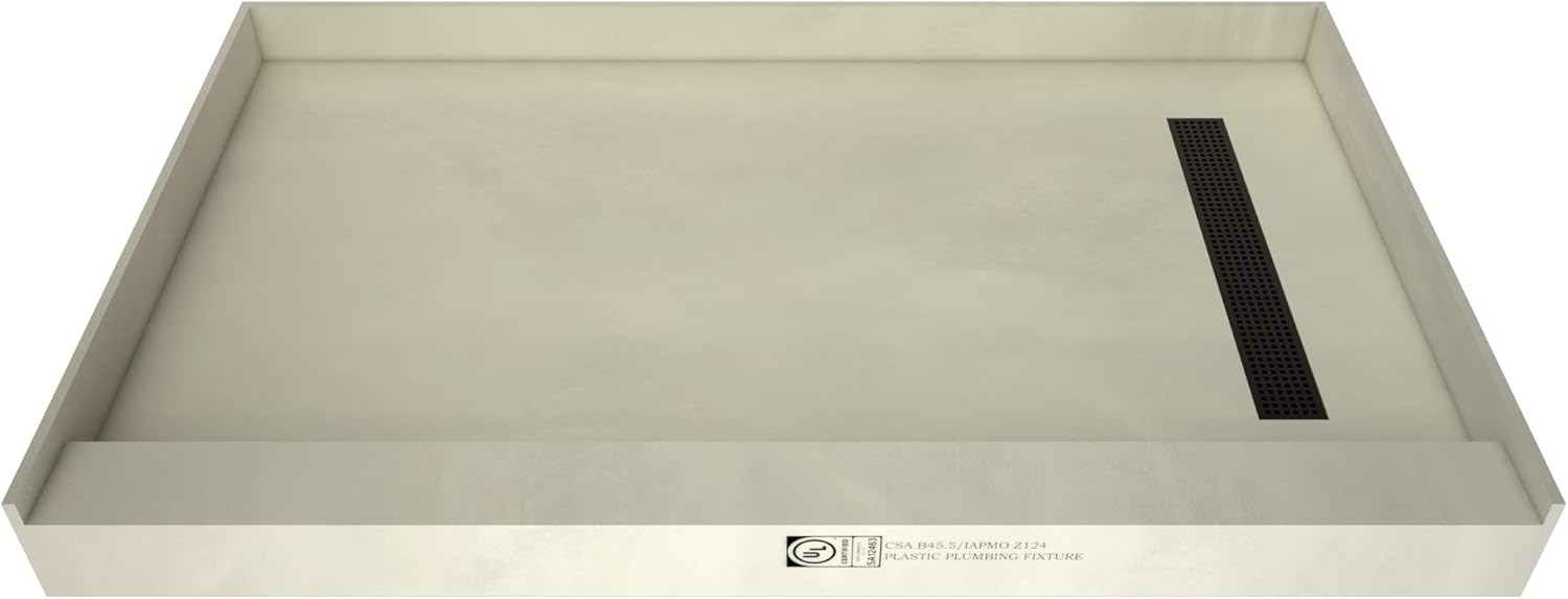 Trench Shower Pan, 60" W x 36" D, Brushed Nickel P995344