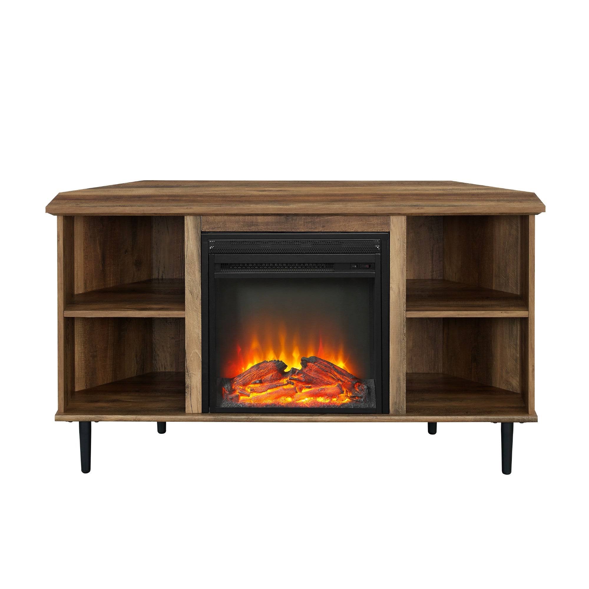 Corner Fireplace TV Console, 48-Inch, Grey Wash M45880