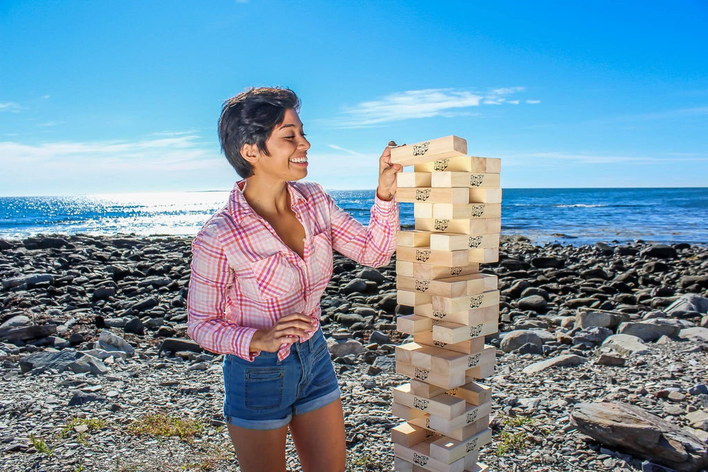 Giant Hardwood Stacking Game with Carry Bag K71979