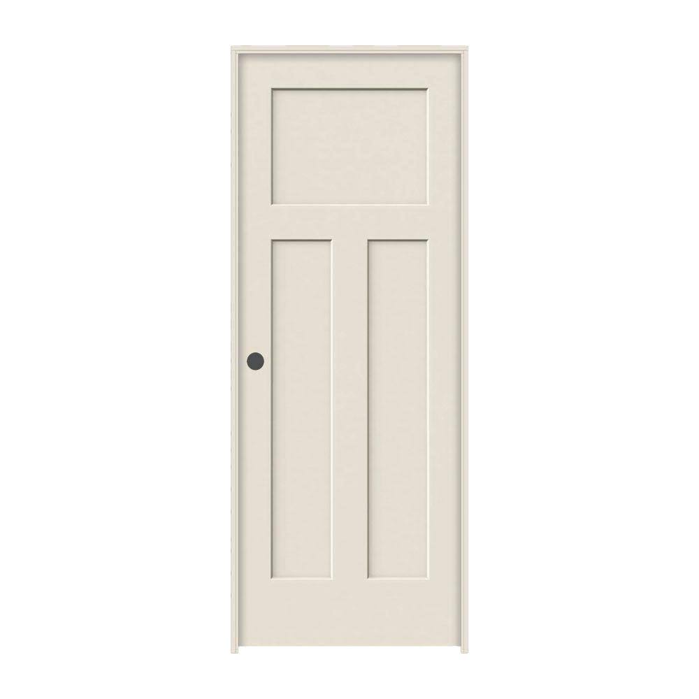 JELD-WEN 28 in. x 80 in. Craftsman Primed Right-Hand Smooth Solid Core Molded Composite MDF Single Prehung Interior Door