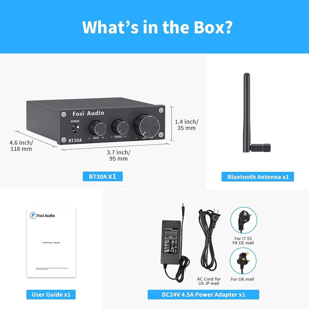 Bluetooth 5.0 Stereo Amplifier 2.1 Channel Mini Hi-Fi Digital Amp for Home Speakers K730755