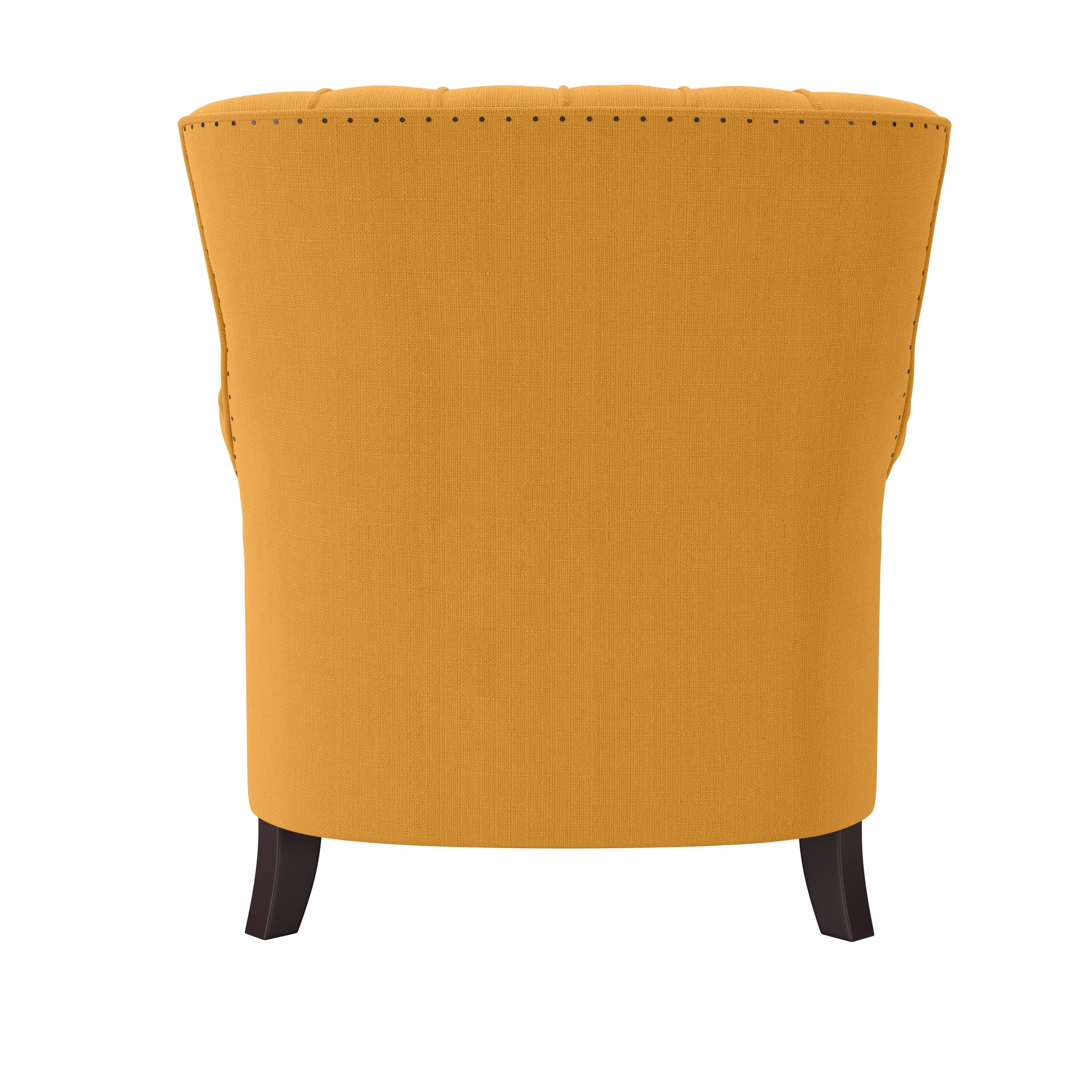 Tailored Armchair Mustard Yellow Linen K3611