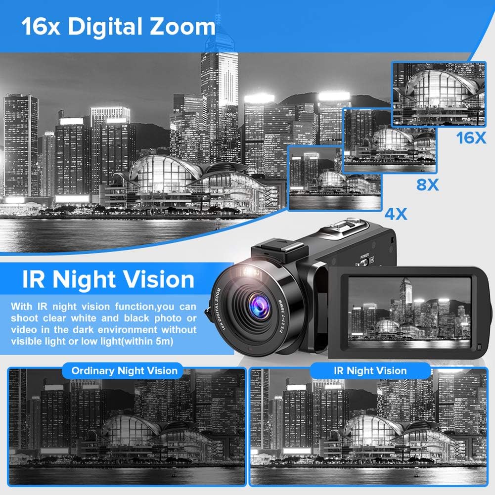 2.7K Ultra HD Vlogging Camera with Night Vision and Touch Screen E333743