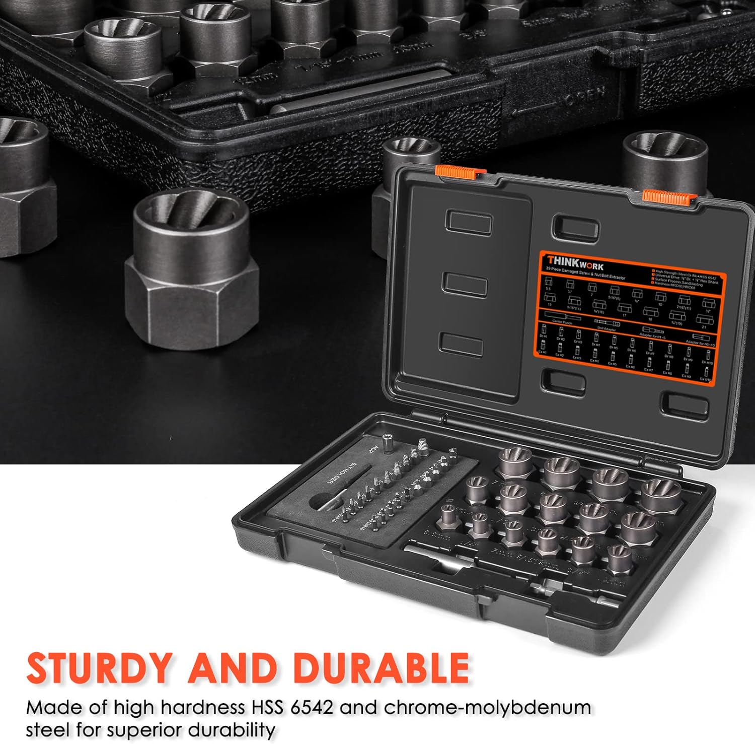 Damaged Screw Extractor Set, 39-Piece Stripped Bolt Remover Y746283