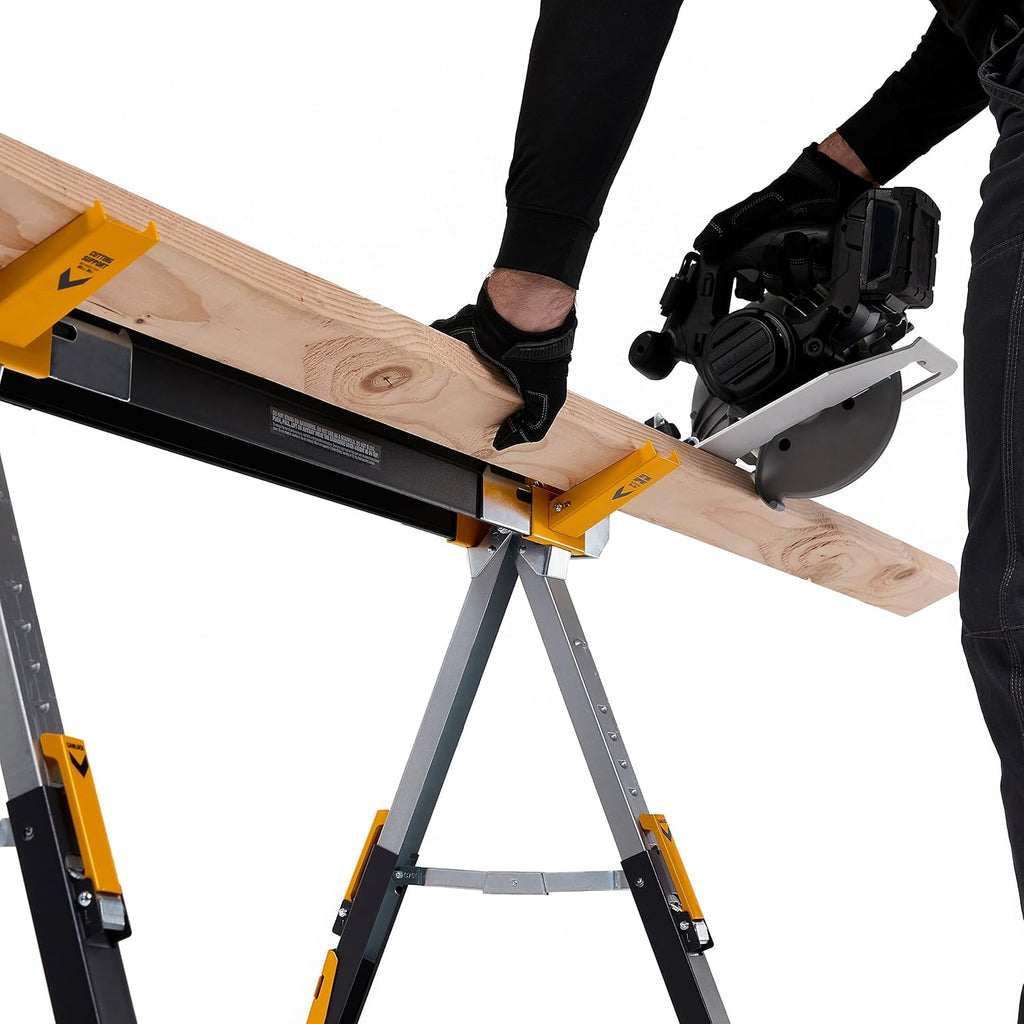 Folding Sawhorse - Heavy-Duty Steel - 1300 lb Capacity - 2 Pack L4327