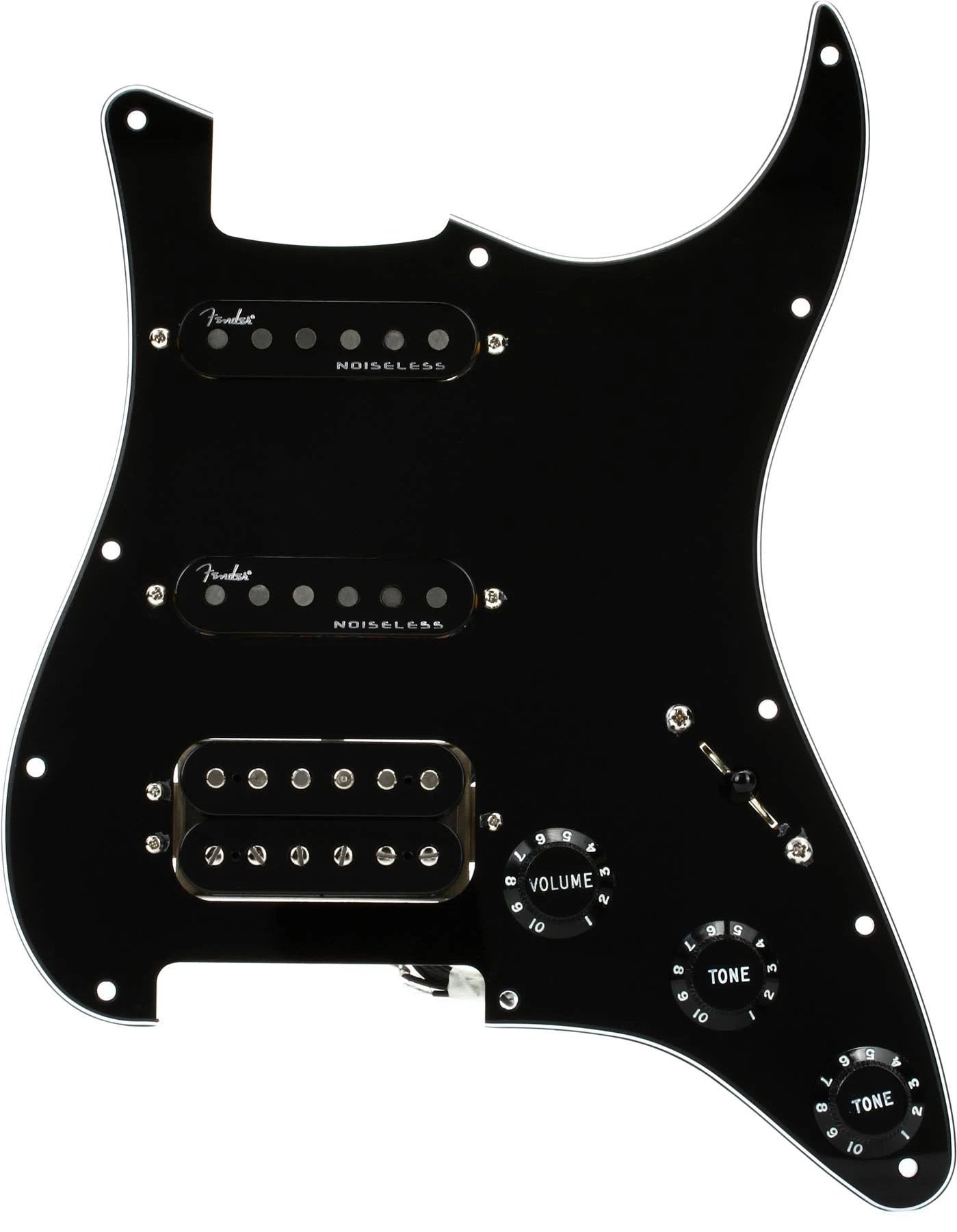 Fender Shawbucker / Gen 4 Noiseless HSS Pre-Wired Stratocaster Pickguard - Black 3-Ply