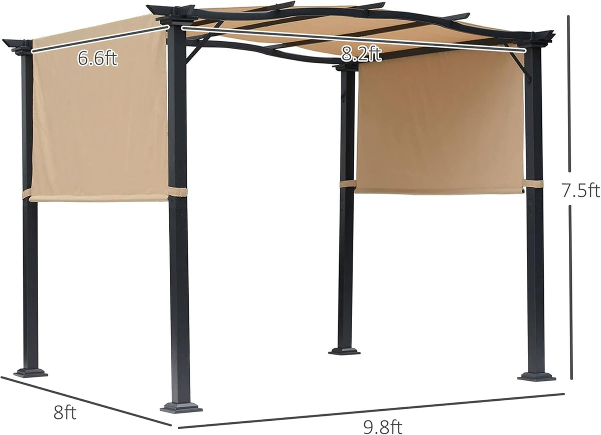 Retractable Pergola Canopy with Steel Frame T643