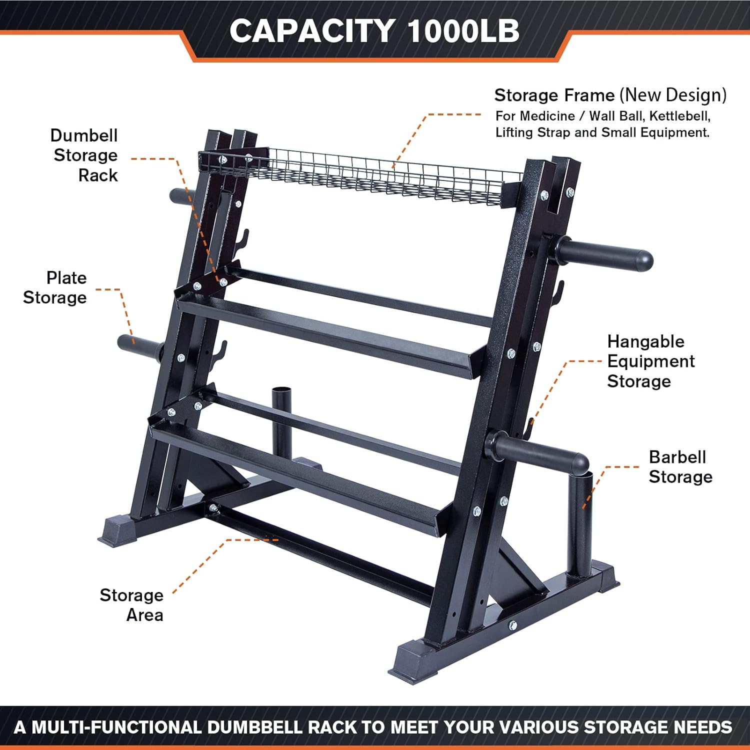 3-Tile Dumbbell Rack, Multilevel Storage for Home Gym, 1000 LB Capacity R4745