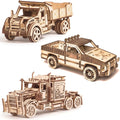 Wood Trick Big Rig Truck + Pickup + American Truck Bundle - 3D Wooden Puzzle Kits - Car Wooden Model Kits to Build