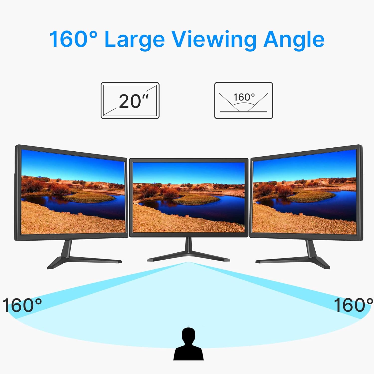 20 Inch LED Computer Monitor HDMI VGA USB with Built-in Speaker E74599