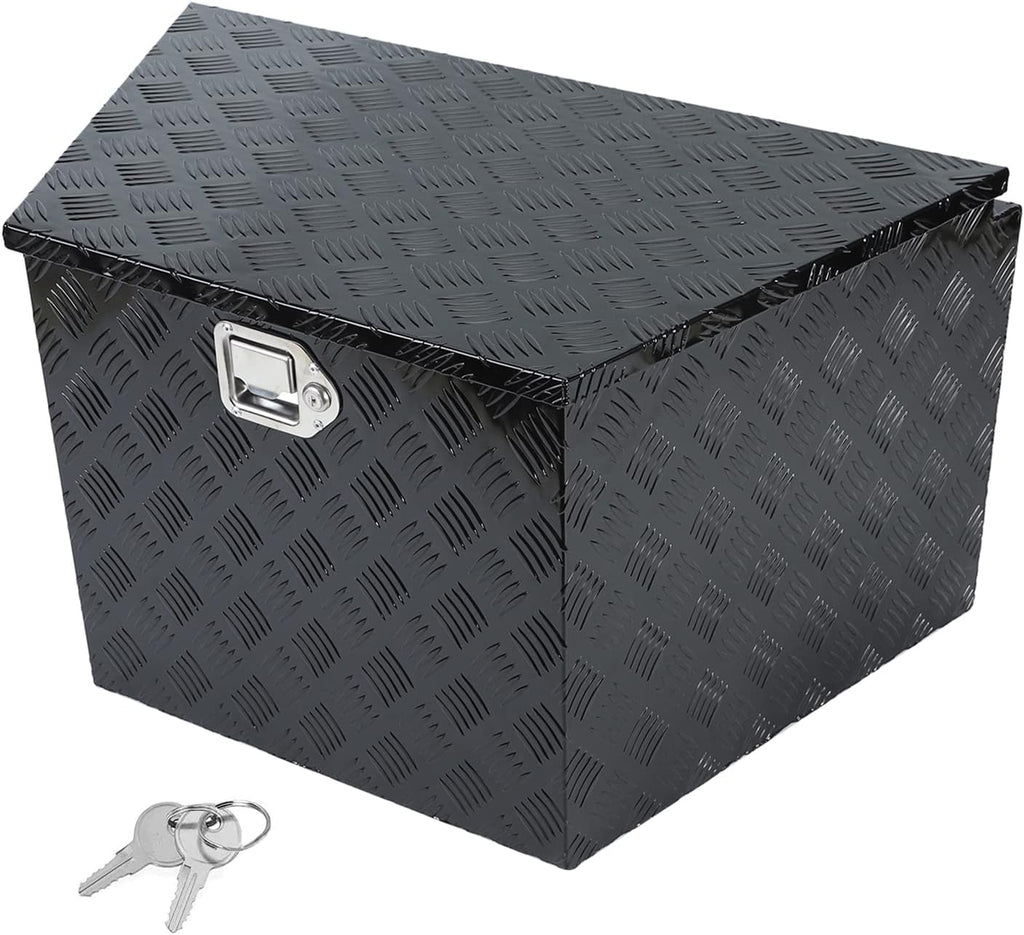 33"X19"X18"Black Aluminum Trailer Tongue Box Wide Utility Trailer Tongue Tool Box Pick Up Truck Tool Box w/Lock & Keys