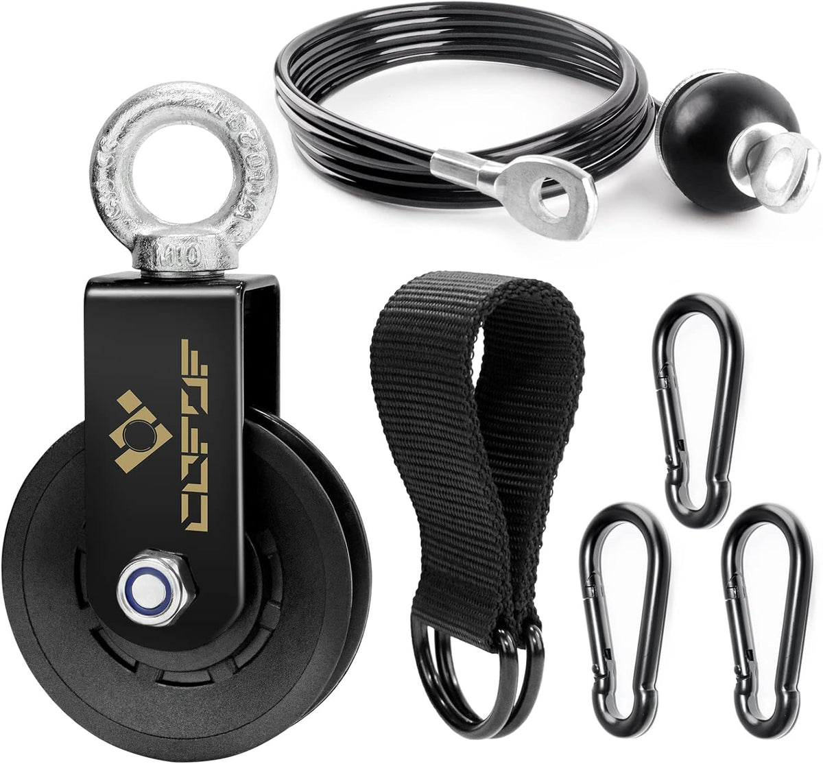 Cable Pulley System for Gym, Lat Pulldown and Biceps Curl Attachments, Home Workout Equipment M6414