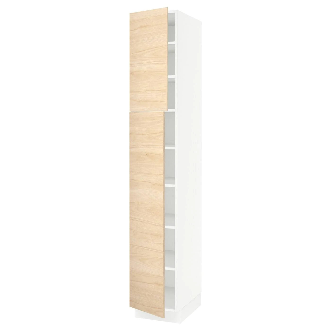 IKEA - SEKTION High Cabinet with shelves/2 Doors, white/Askersund Light Ash Effect, 15x24x90 99365920