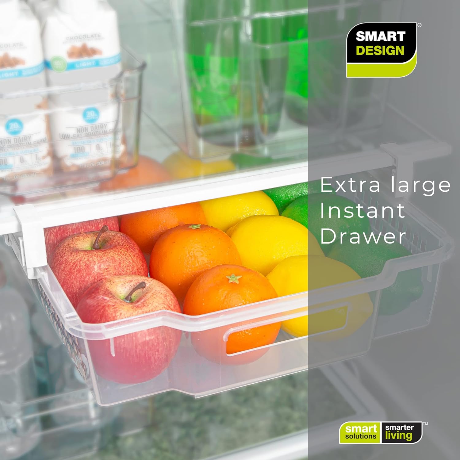 Adjustable Pull Out Refrigerator Drawer, Extra Large, Set of 2, Clear G739054