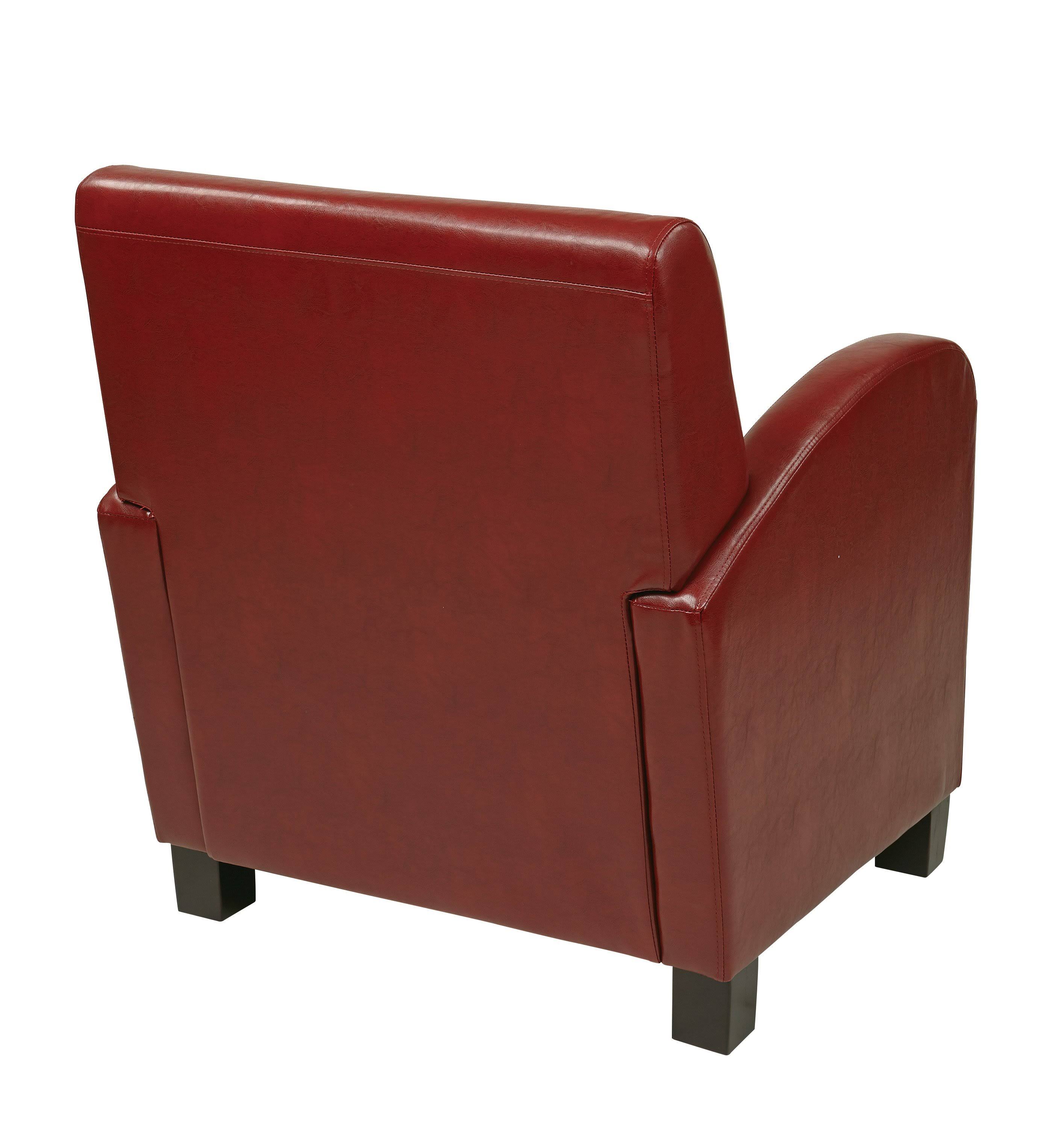 Club Chair, Crimson Red Bonded Leather with Espresso Legs Y9349