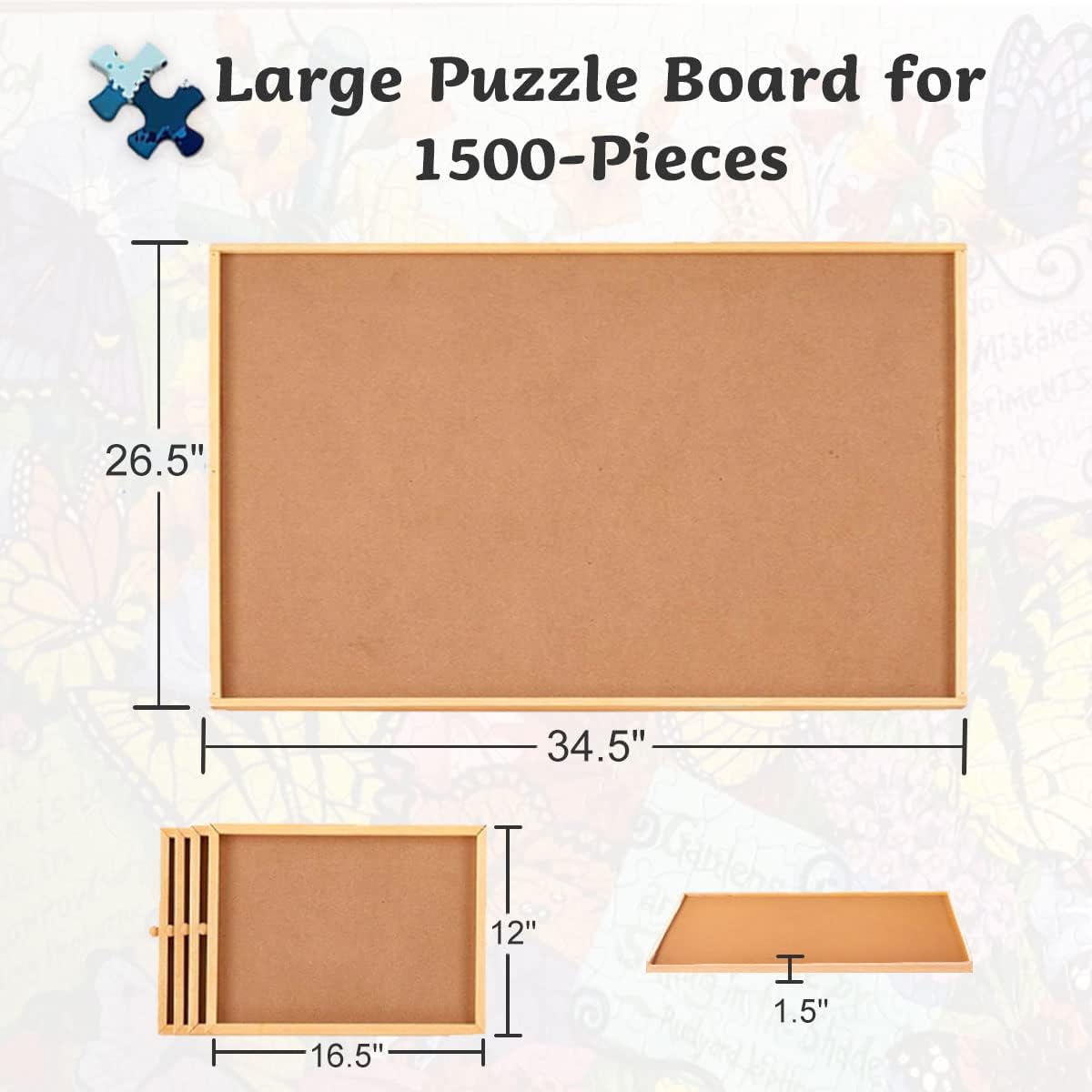 1500 Piece Puzzle Board with 4 Storage Drawers Z496