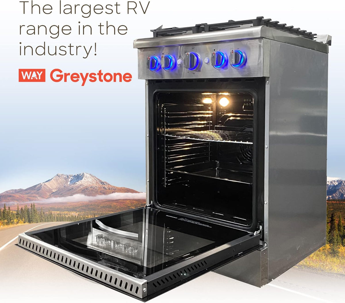 RV Gas Range and Cooktop, 24 Inch, Stainless Steel F704990