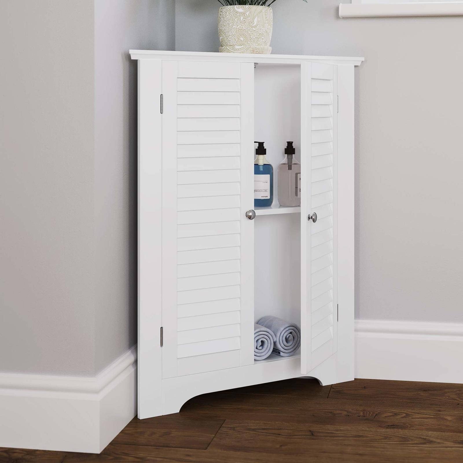 3-Shelf Corner Cabinet, White T55124