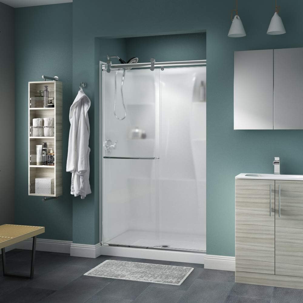 Semi-Frameless Sliding Shower Door 48 x 71 in, Nickel Track O971