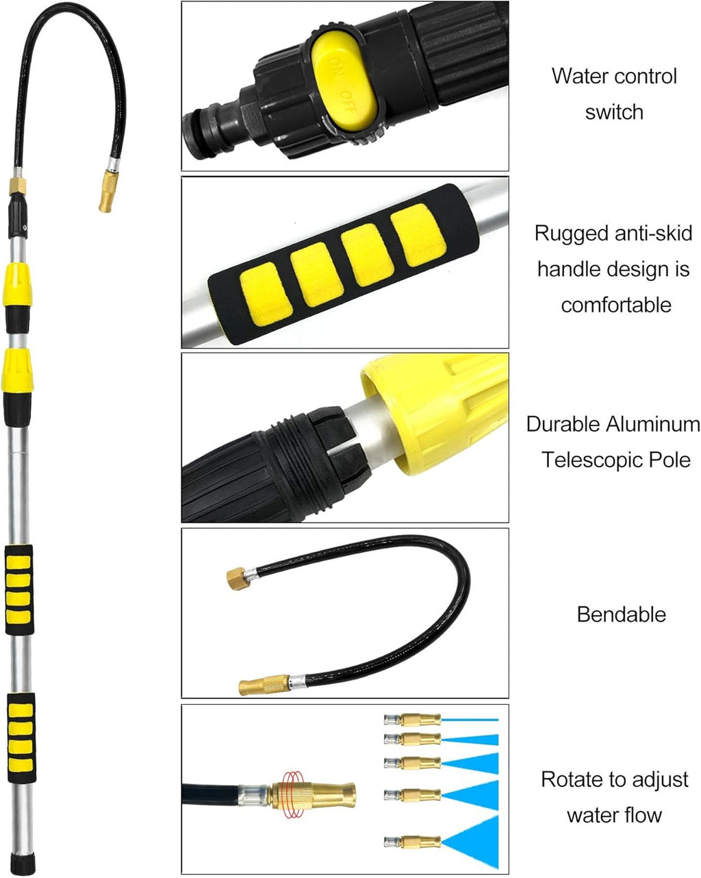 12FT Telescoping Gutter Cleaning Wand for Garden Hose, High Reach Cleaner Kit V52818