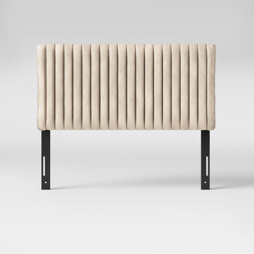 Queen Velvet Channel Headboard Cream Velvet - Opalhouse