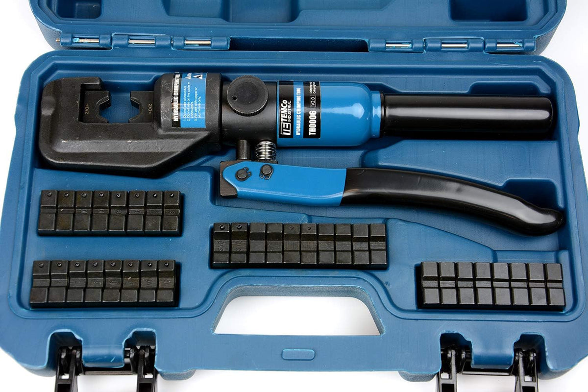 Hydraulic Cable Lug Crimper Kit with 18 Die Sets, 12 AWG to 2/0 F544833