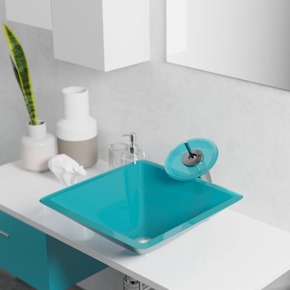 16-1/2x22 Glass Vessel Bathroom Sink with Faucet G226