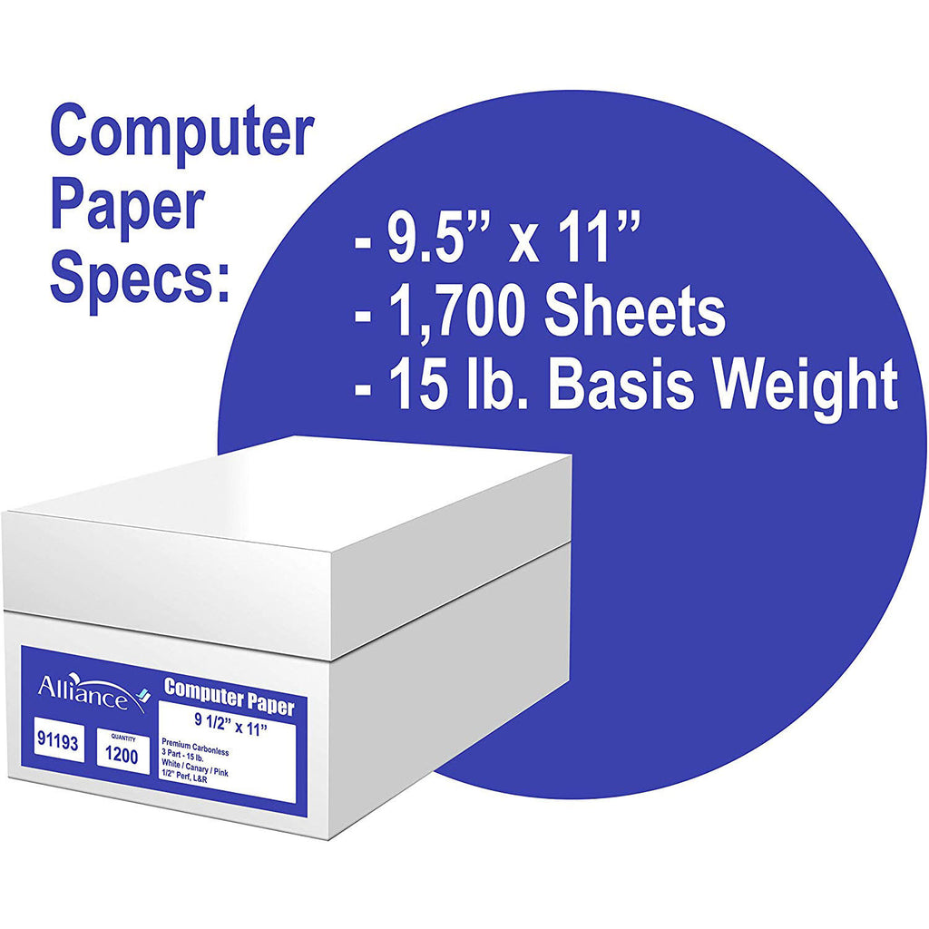 Carbonless Computer Paper 9-1/2x22, 2-Part White/Canary, Perforated E733