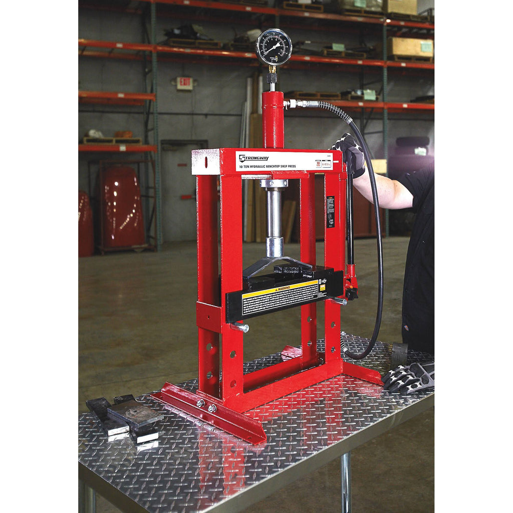Benchtop 10-Ton Hydraulic Shop Press with Gauge R177421