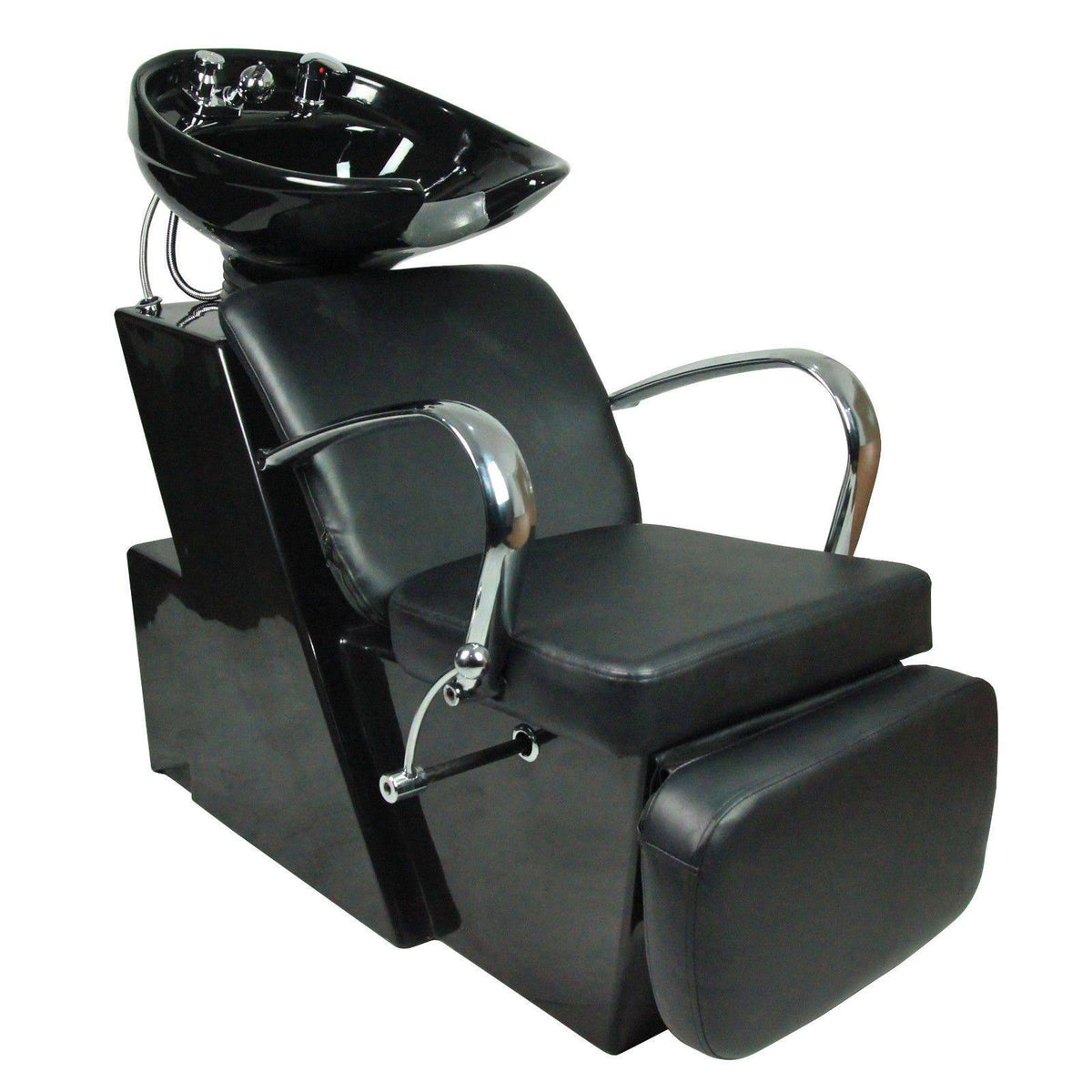 Barberpub Backwash Ceramic Shampoo Bowl Sink Chair, Black