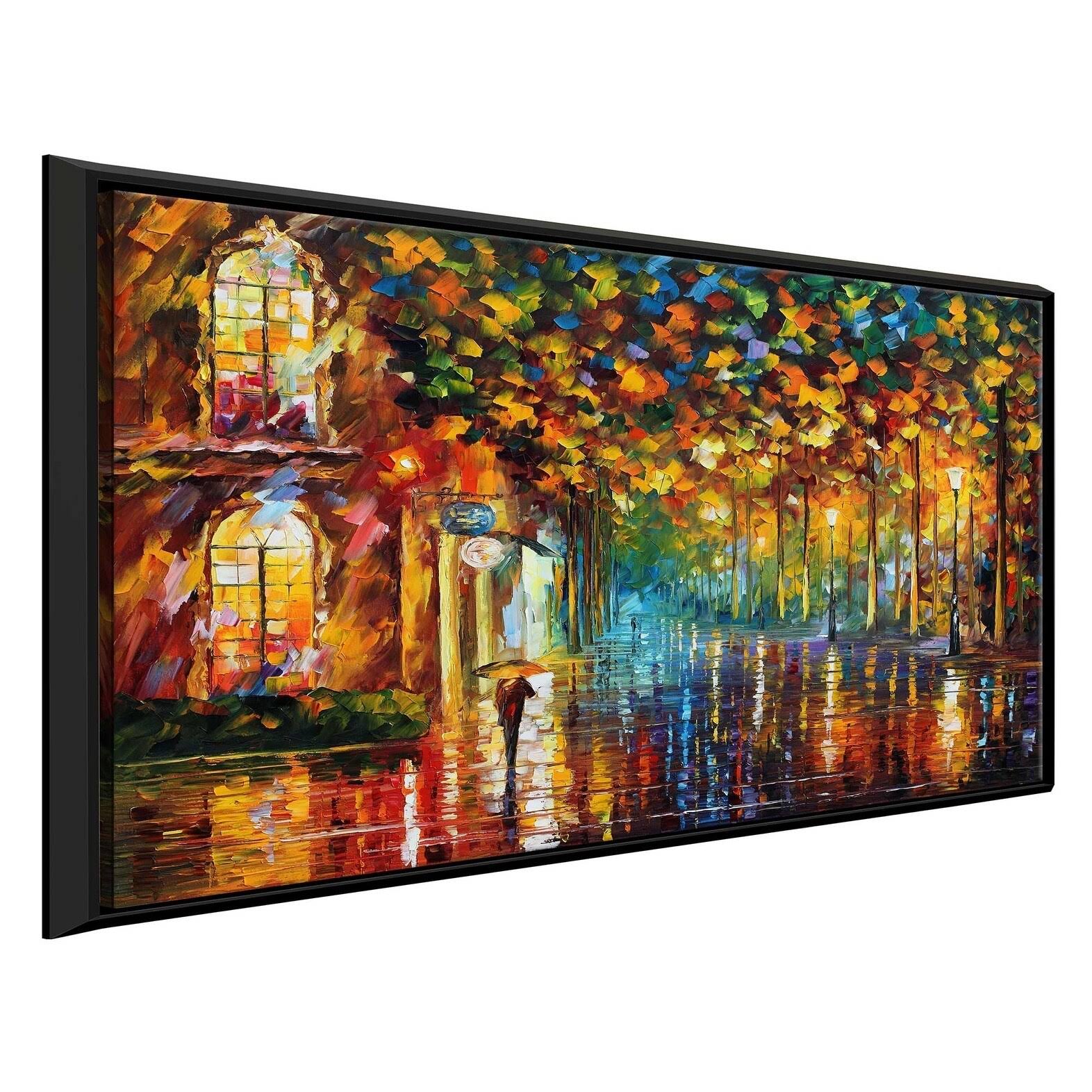 Late Stroll 2 & by Leonid Afremov Framed Oil Painting Print on Canvas - 33.5x22 x 21.5x22