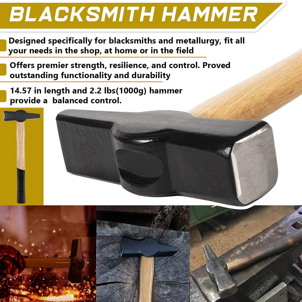 17" Wolf Jaw Tongs and Hammer Tool Set for Blacksmith Bladesmith Forge C58092