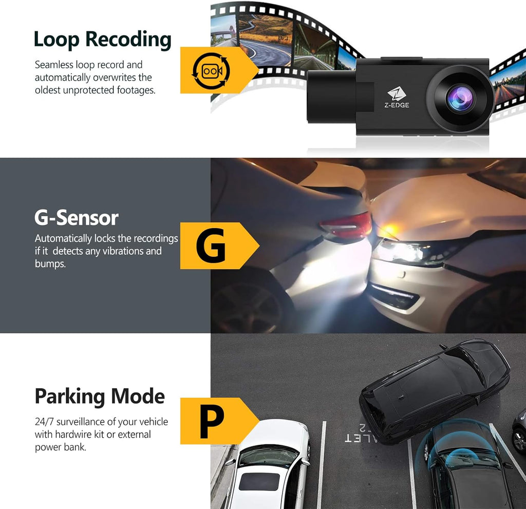 WiFi Dash Cam, 2K+1080P Front and Inside Dual Car Camera, IR Night Vision J123