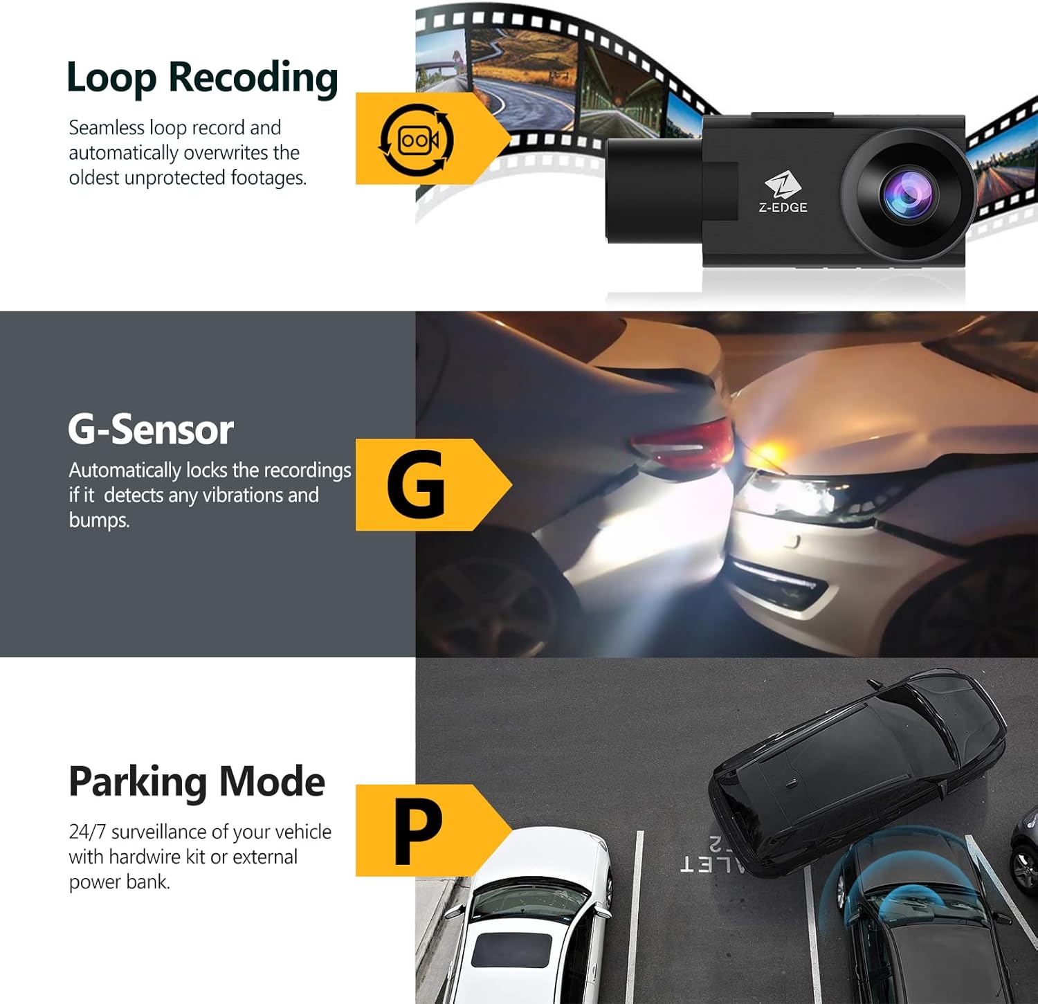 WiFi Dash Cam, 2K+1080P Front and Inside Dual Car Camera, IR Night Vision J123