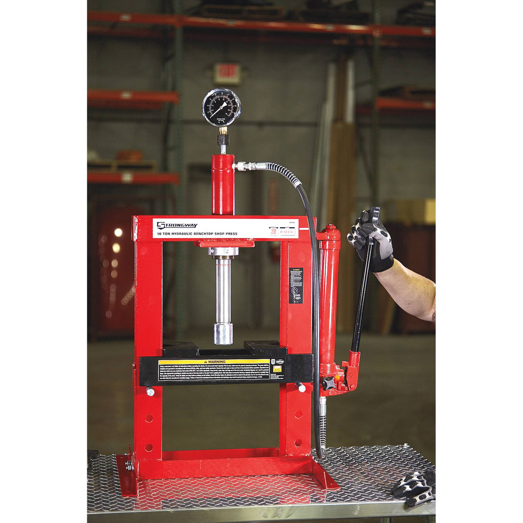 Benchtop 10-Ton Hydraulic Shop Press with Gauge R177421