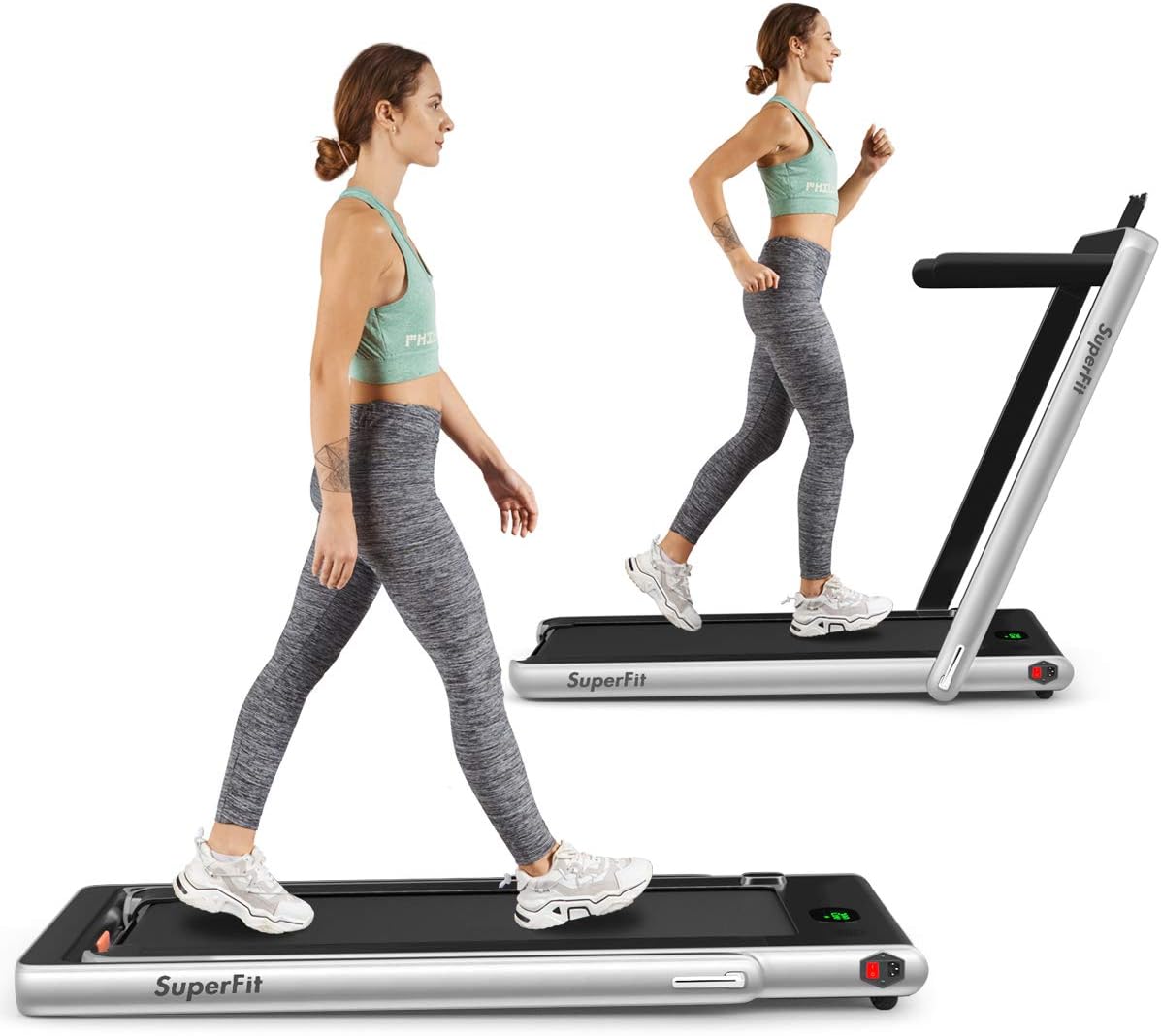 2 in 1 Folding Treadmill with Bluetooth Speaker and LED Display Y98599