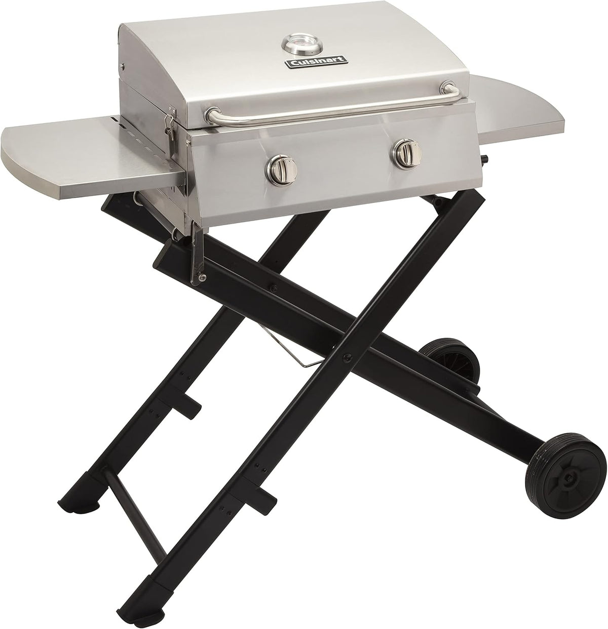 Portable Propane Tabletop Gas Grill, Two-Burner, Stainless Steel Y313040